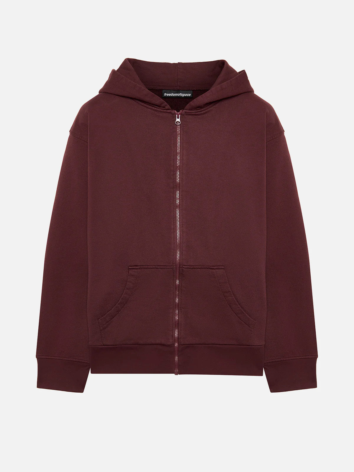 A SIMPLE FULL ZIP HOODIE BORDEAUX - FRONT OF