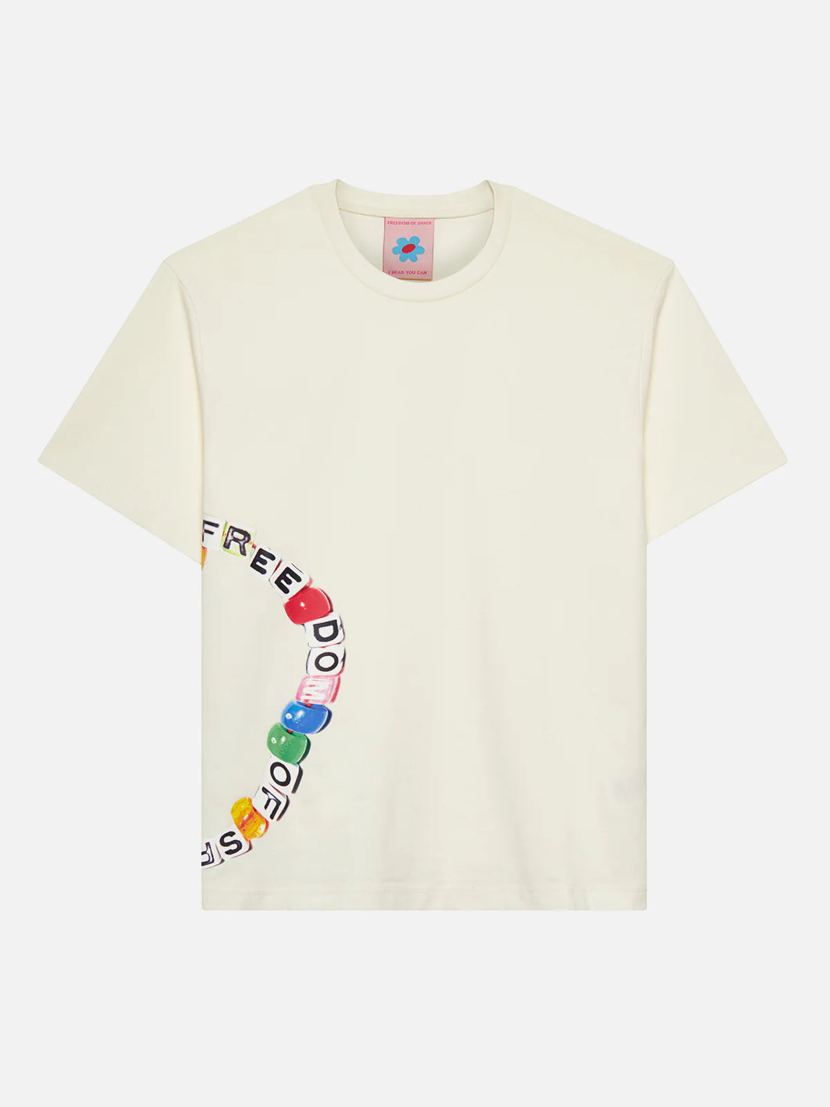 BEAD T-SHIRT OFF WHITE - FRONT OF