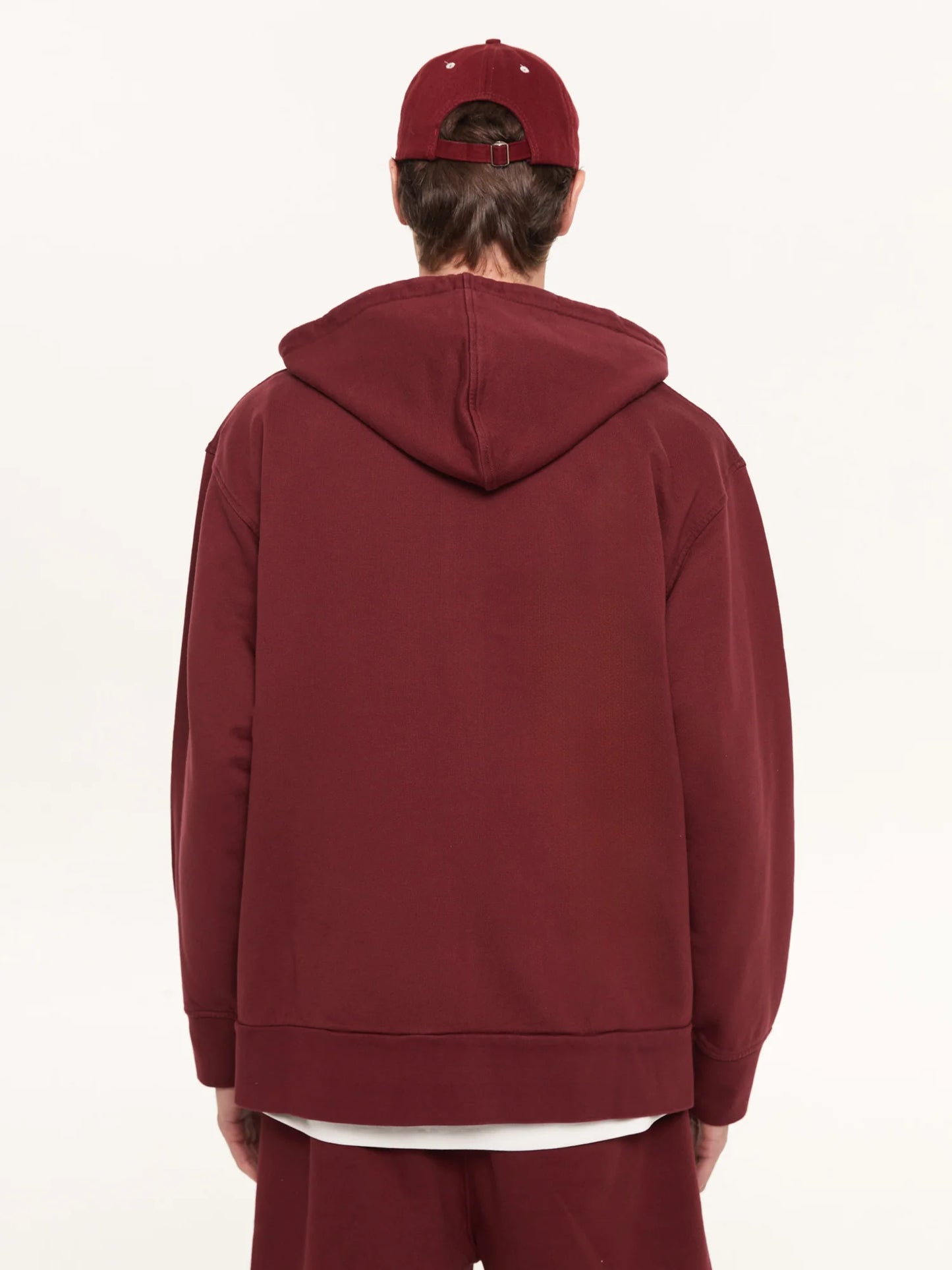 A SIMPLE FULL ZIP HOODIE BORDEAUX - FRONT OF