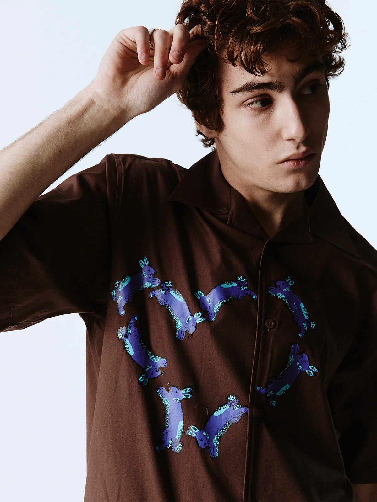 HEART BUNNY SHIRT BROWN - FRONT OF