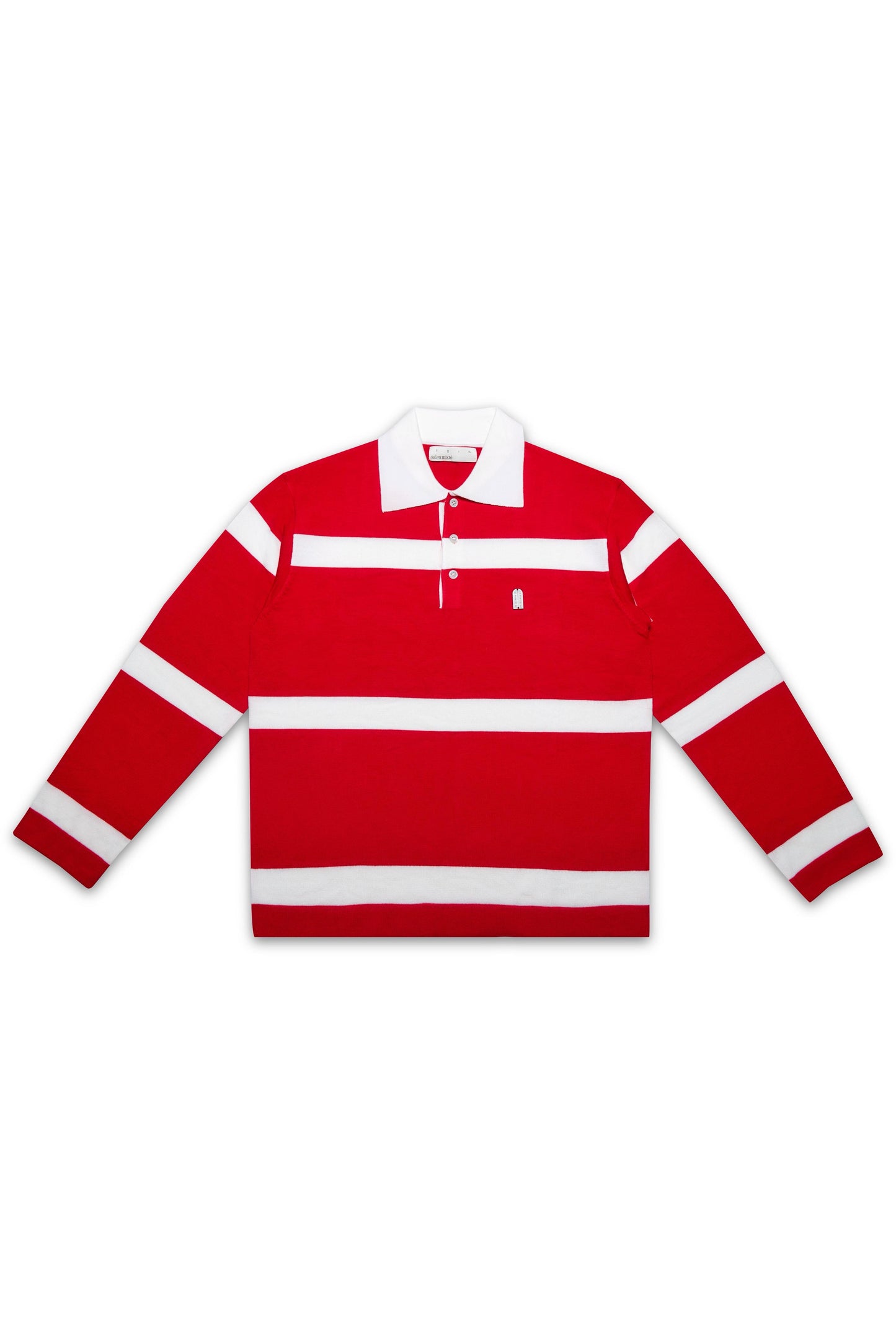 RED AND WHITE STRIPES SWEATER SALON MIXTE - FRONT OF