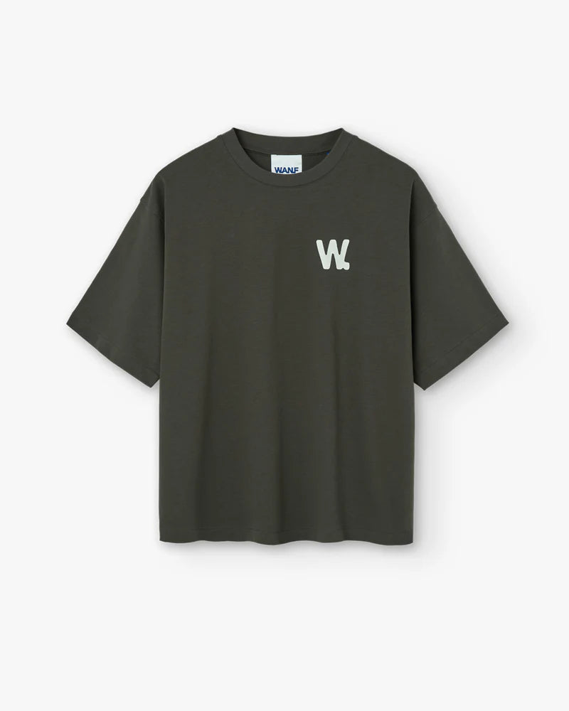 WANF BOXY OFFLINE LOVE T-SHIRT DARK GREY - FRONT OF
