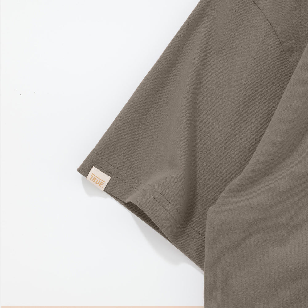 CLASSIC T-SHIRT LIGHT BROWN - FRONT OF.