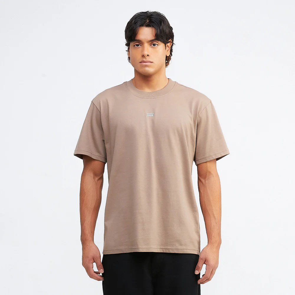 CLASSIC T-SHIRT LIGHT BROWN - FRONT OF.