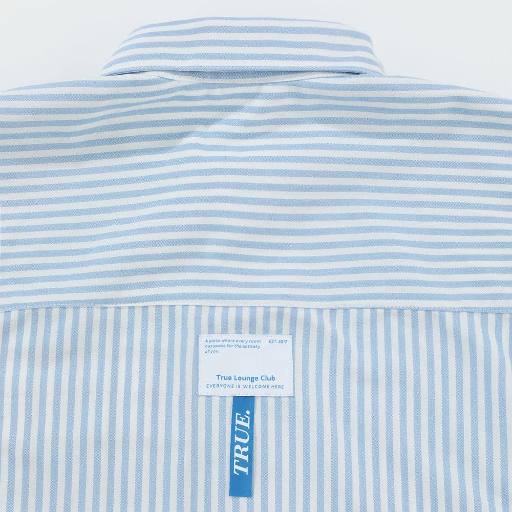 CAMISA COLLEGE STRIPED BLUE - FRONT OF.