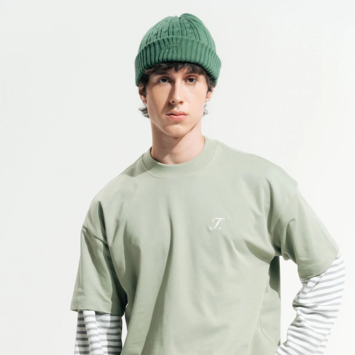 DAILY KNIT BEANIE PINE GREEN - FRONT OF