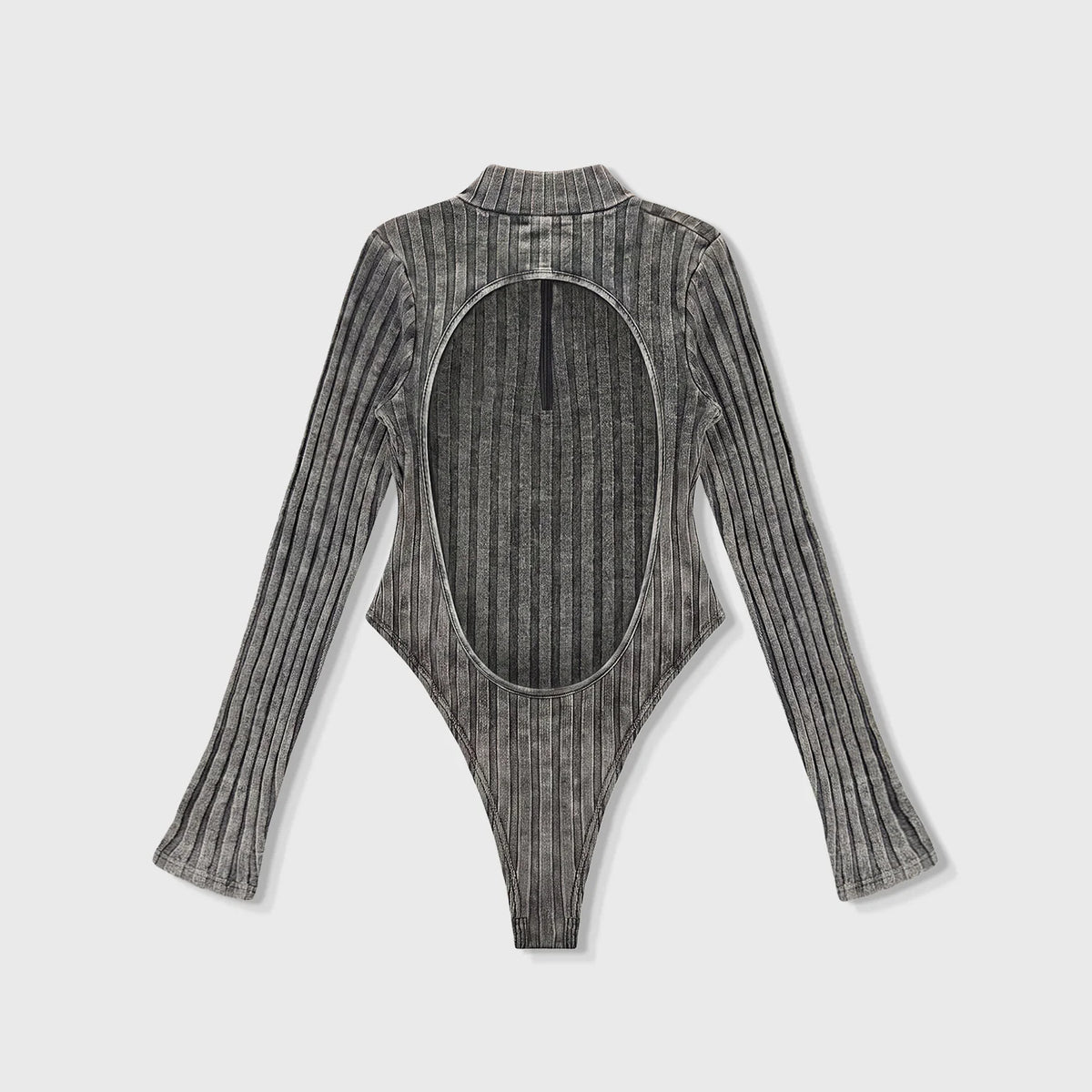 DAILY RIBBED BODYSUIT BLACK - FRONT OF