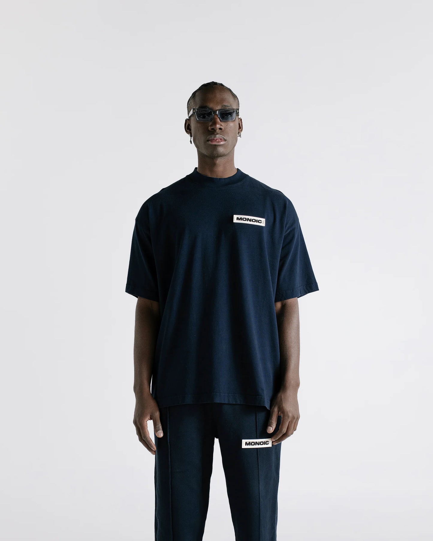 BASIC OVERSIZED T-SHIRT NAVY BLUE - FRONT OF