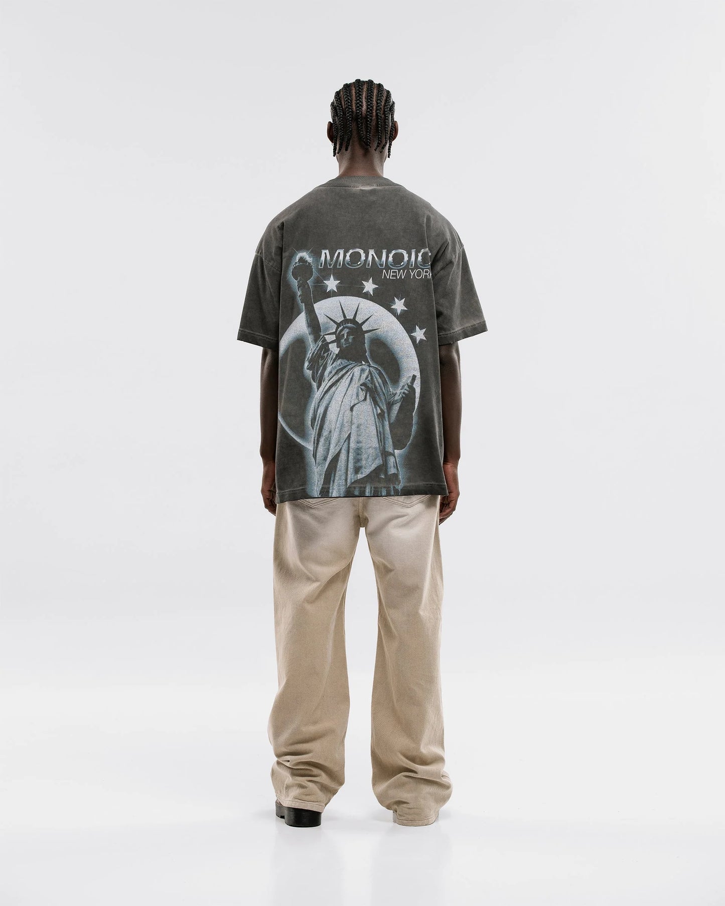 LIBERTY MONOIC T-SHIRT WASHED GRAY - FRONT OF