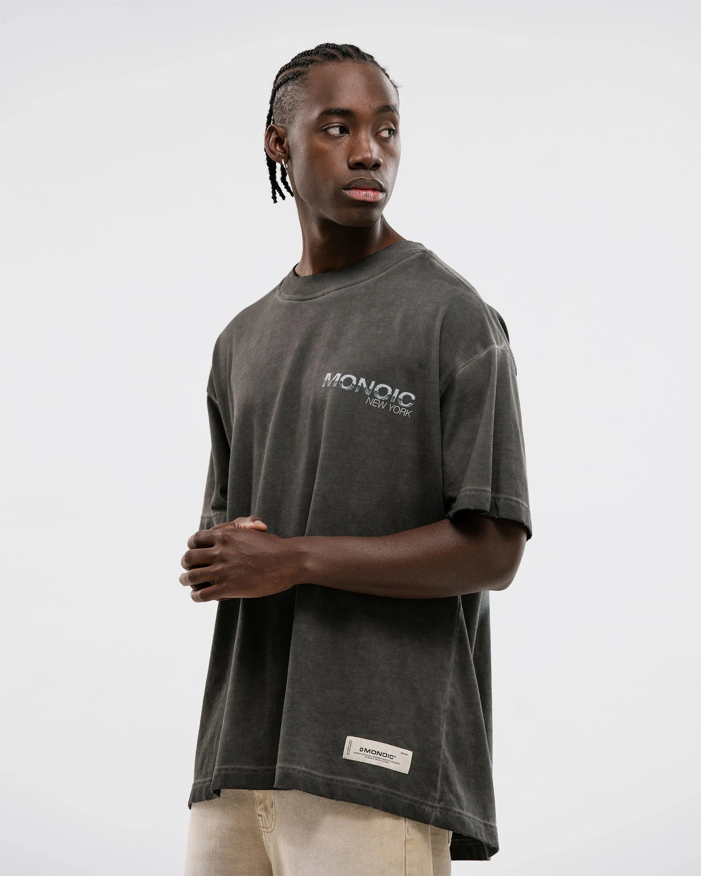 LIBERTY MONOIC T-SHIRT WASHED GRAY - FRONT OF