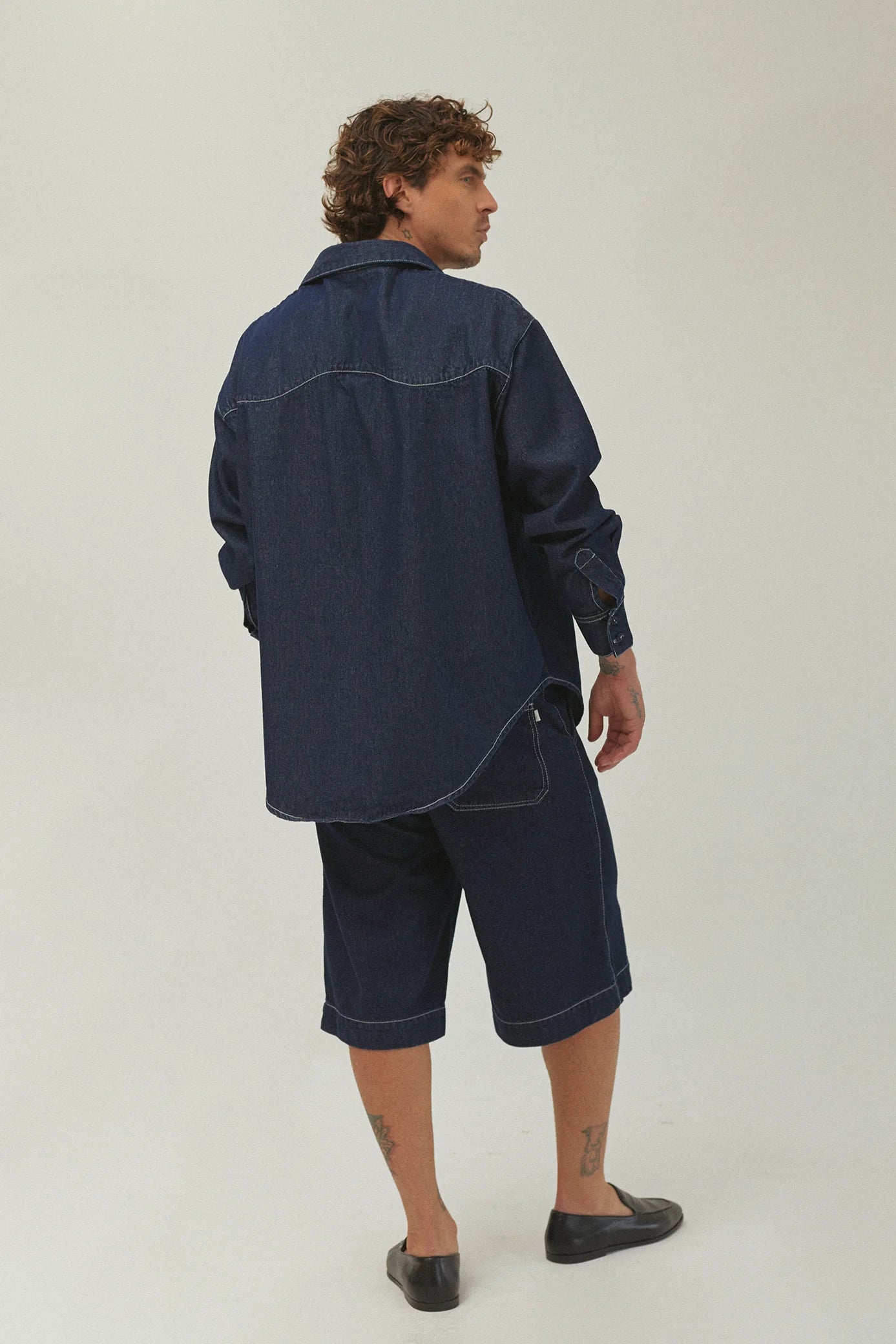 SIXXTA DARK BLUE OVER SHIRT - FRONT OF
