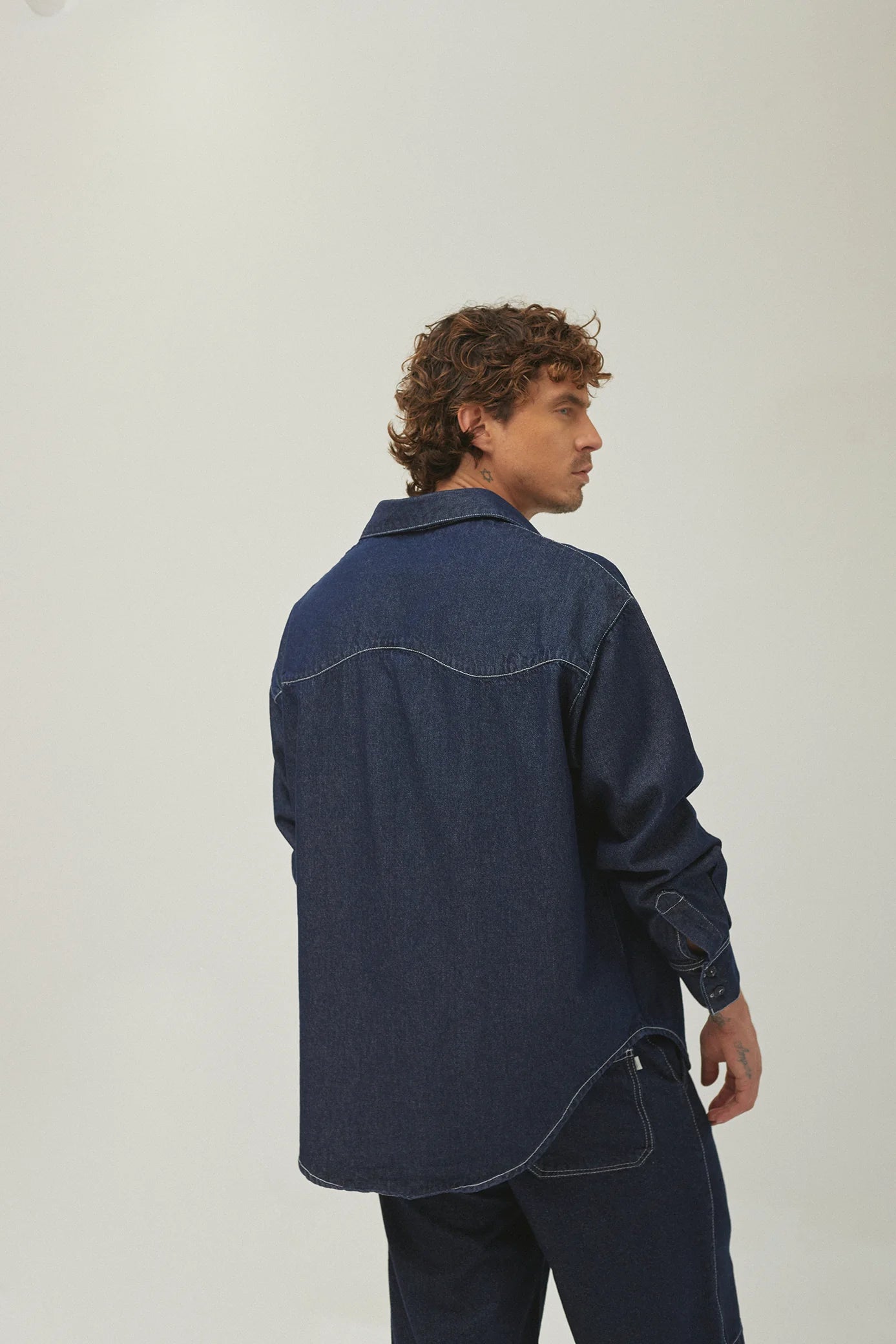 SIXXTA DARK BLUE OVER SHIRT - FRONT OF