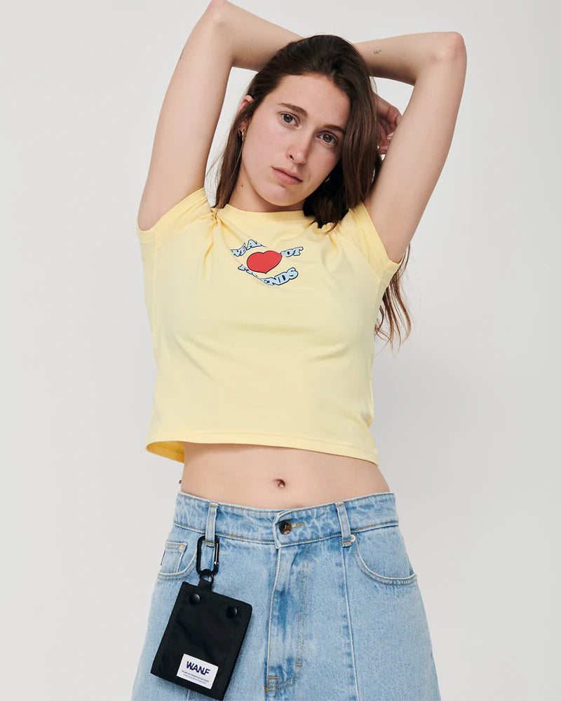 LOVE SUNNY CROP T-SHIRT YELLOW - FRONT OF