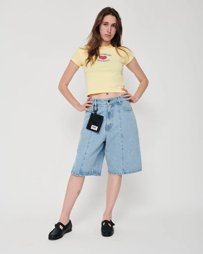 LOVE SUNNY CROP T-SHIRT YELLOW - FRONT OF
