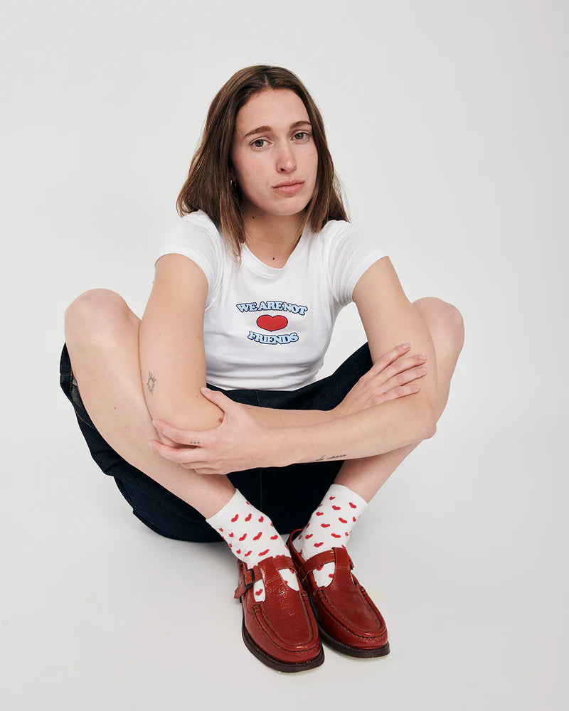 WANF LOVE WHITE CROP T-SHIRT - FRONT OF