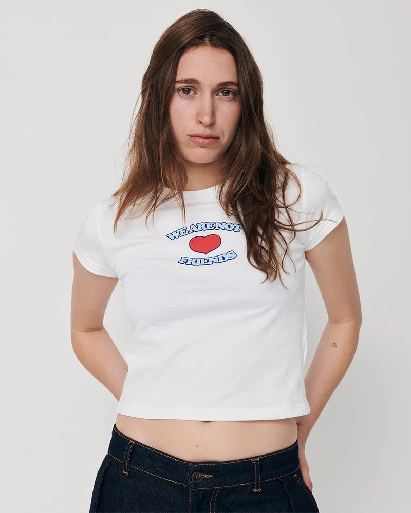 WANF LOVE WHITE CROP T-SHIRT - FRONT OF