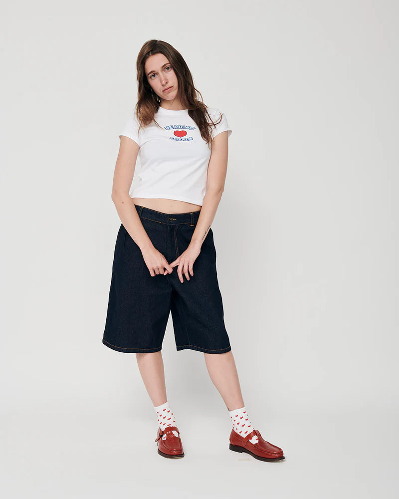 WANF LOVE WHITE CROP T-SHIRT - FRONT OF