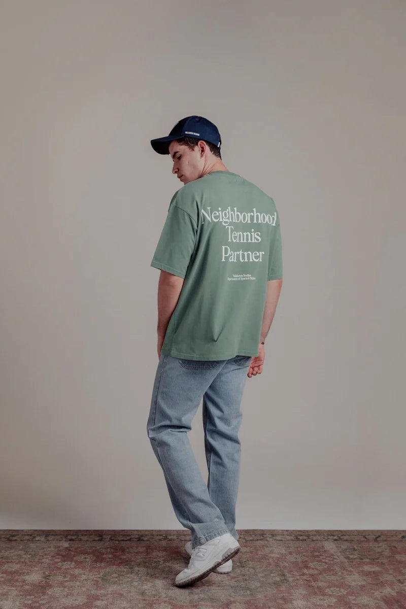 T-SHIRT NEIGHBORHOOD TENNIS PARTNER GREEN - FRONT OF