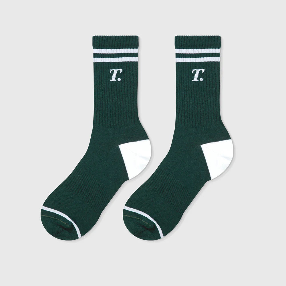 LOUNGE SOCKS PINE GREEN - FRONT OF.
