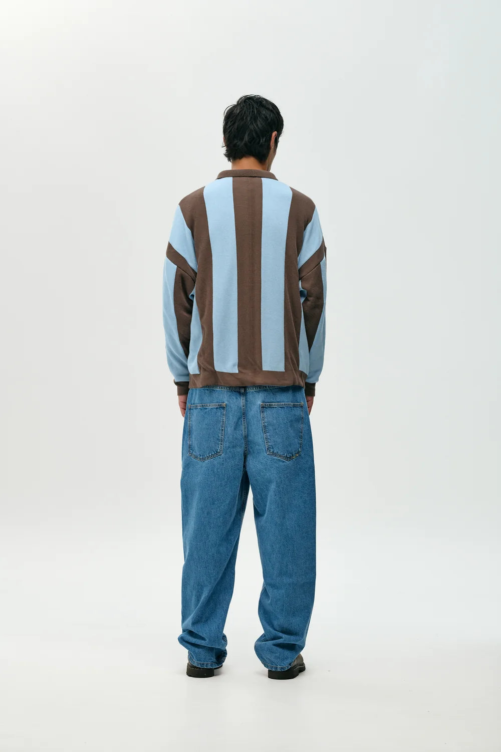 JERSEY ZIPPER BROWN STRIPES - FRONT OF