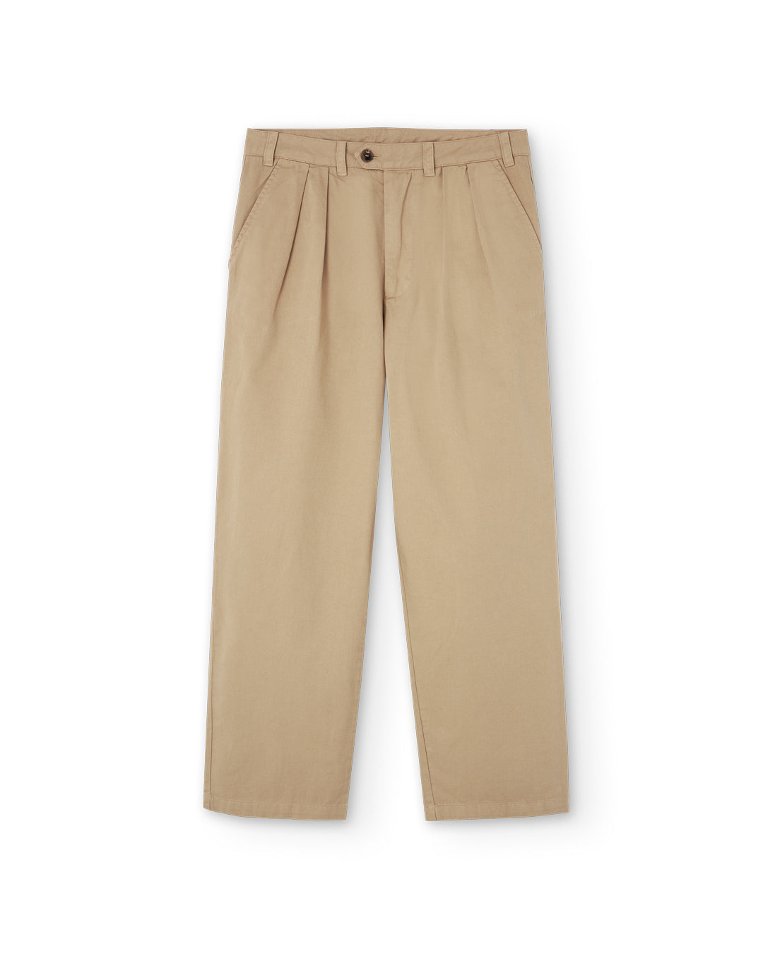 PLEAT CREAM CHINO - FRONT OF.