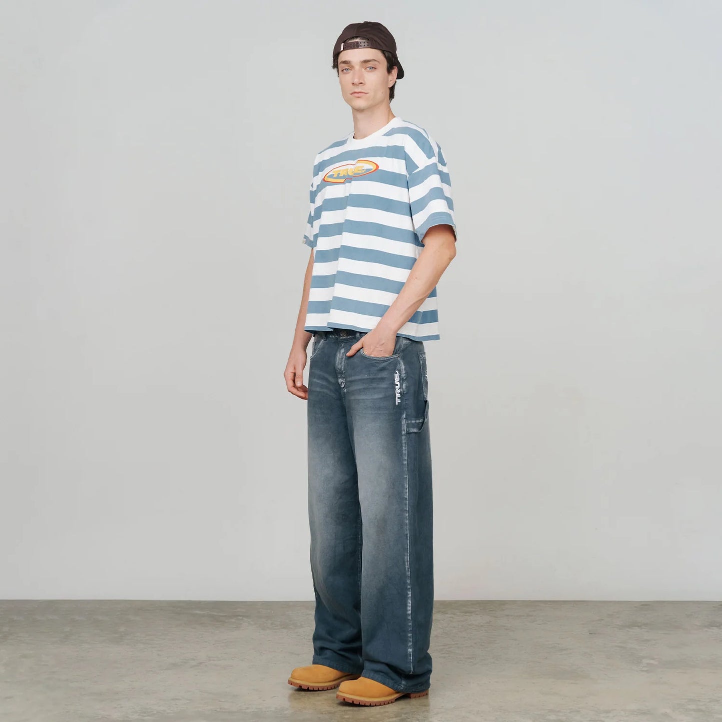 RACING STRIPES BOXY TEE BLUE - FRONT OF