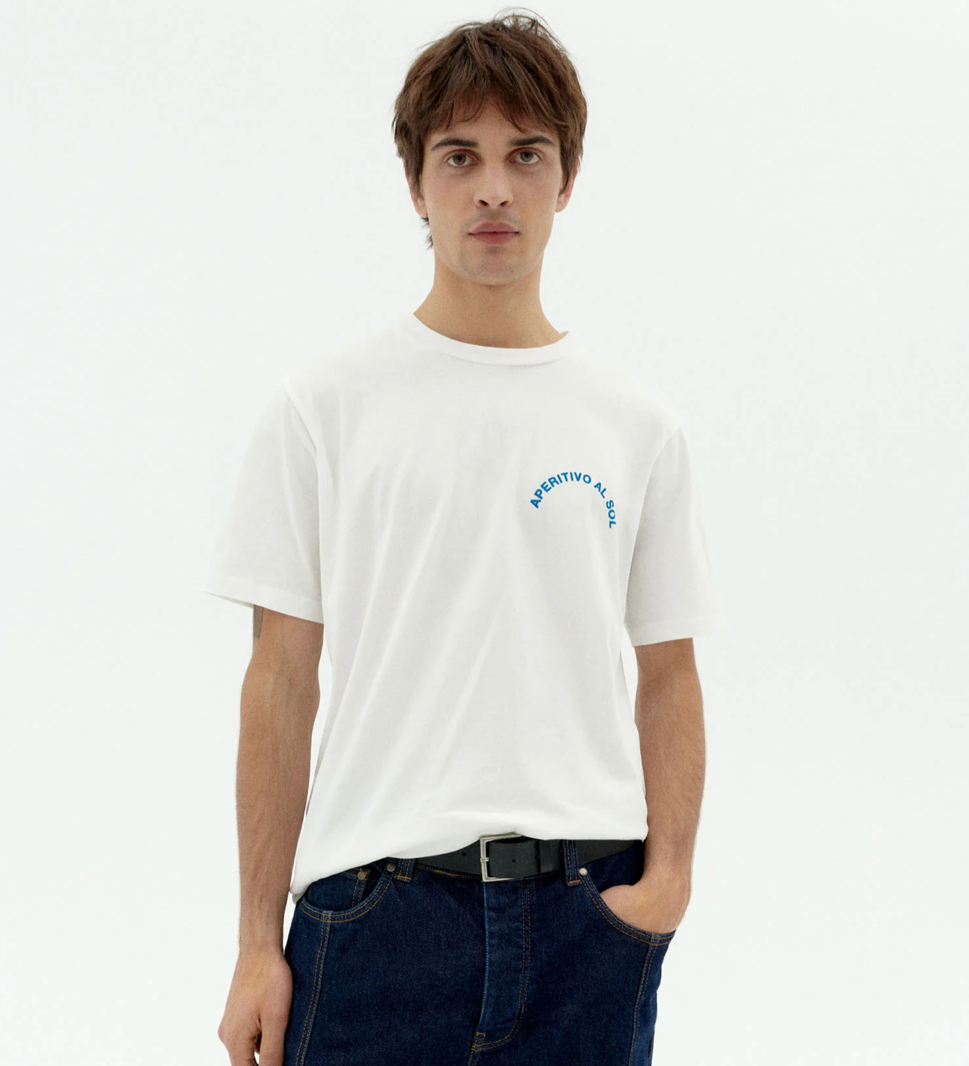 APERITIVO ZACH WHITE T-SHIRT - FRONT OF.