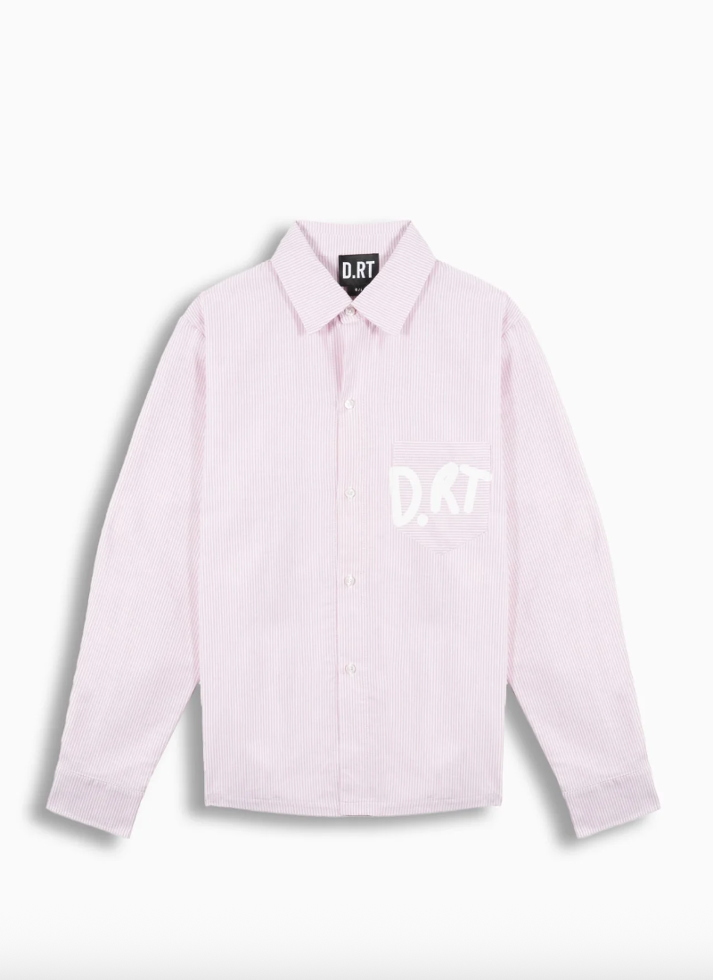 CAMISA DRT STRIPED OXFORD PINK WHITE - FRONT OF