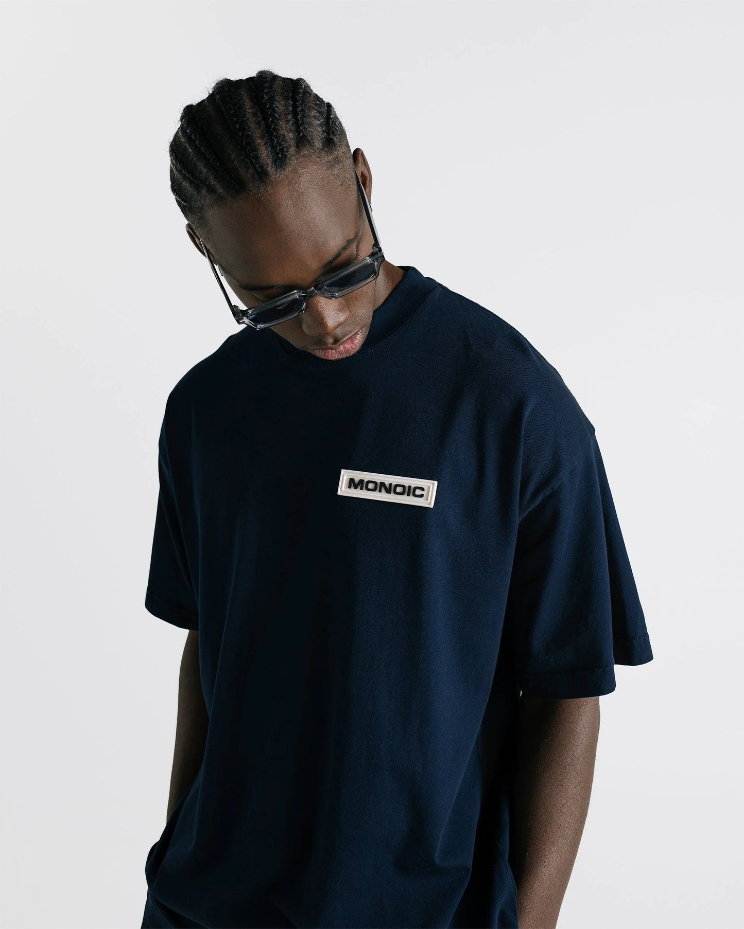 BASIC OVERSIZED T-SHIRT NAVY BLUE - FRONT OF