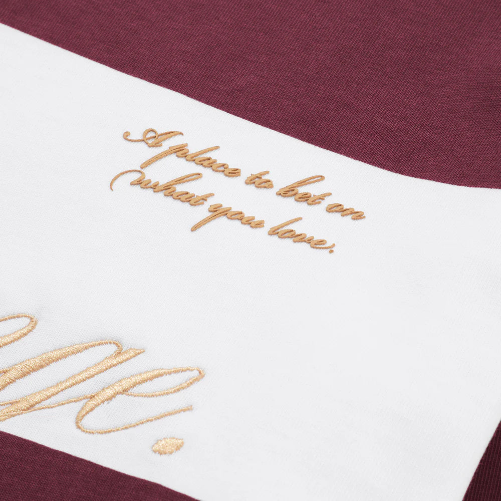 TRUE LOUNGE LONGSLEEVE BOXY POLO DEEP RED - FRONT OF.