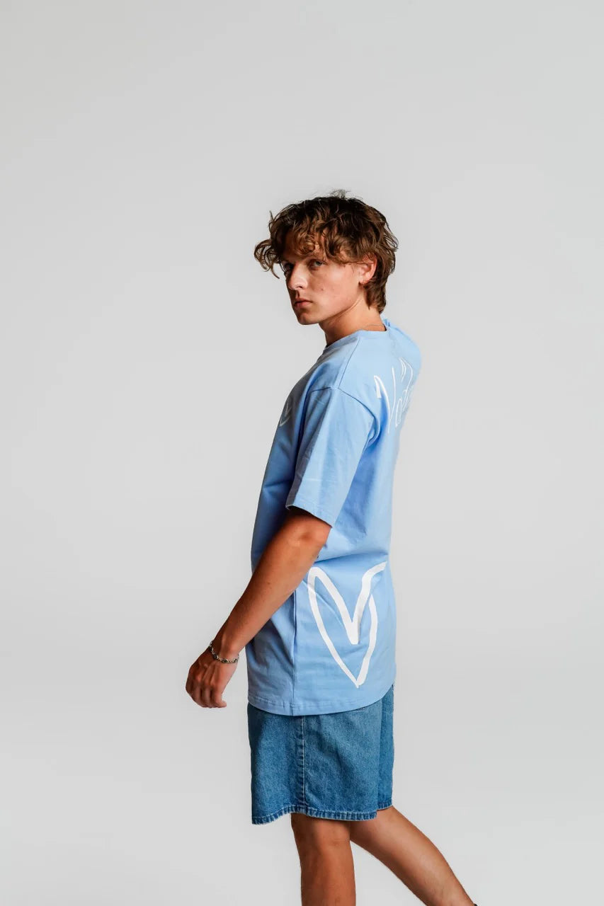 LOVE FIFTEEN T-SHIRT BABY BLUE - FRONT OF