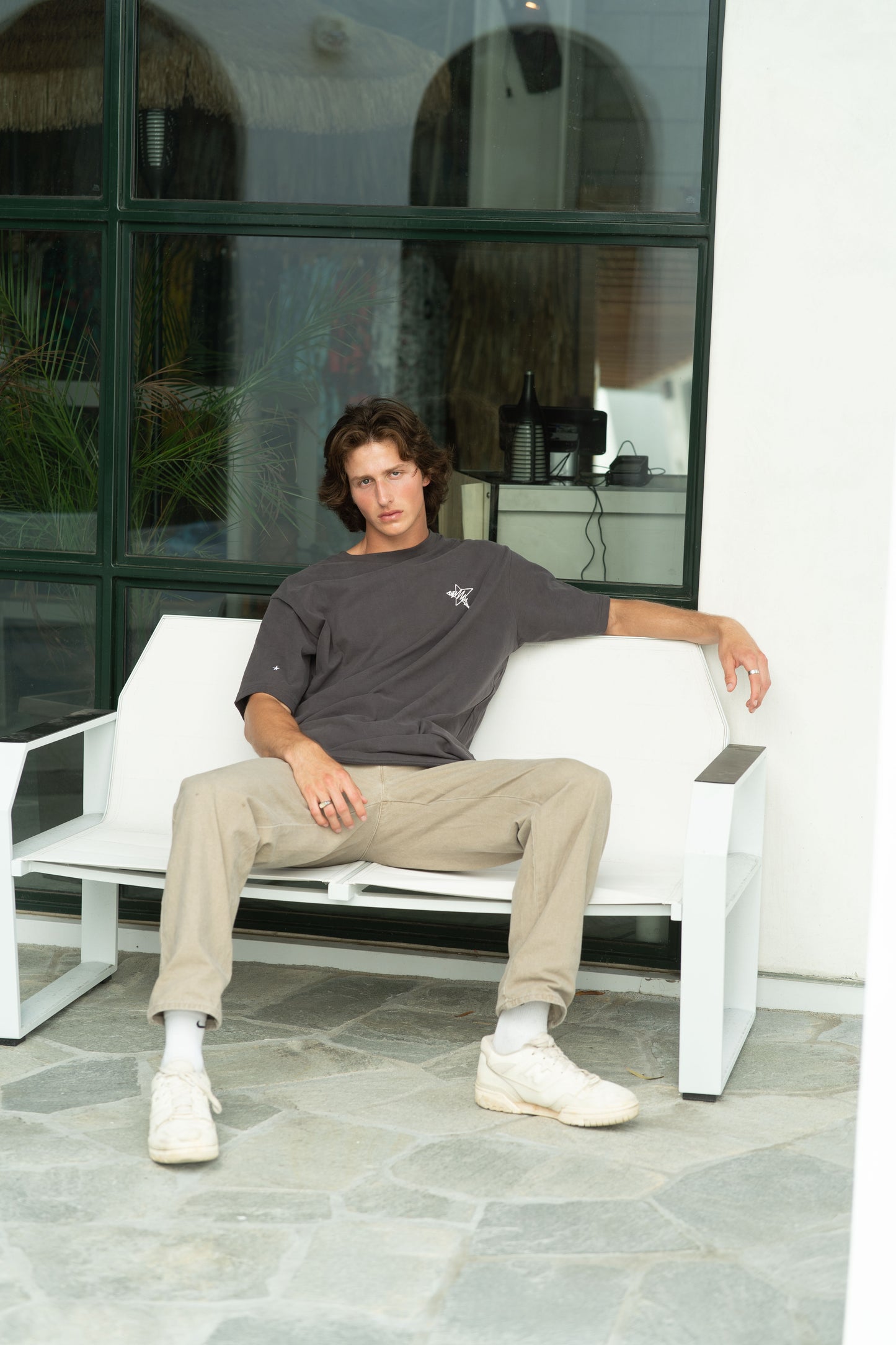 VALLDOREIX STATEMENT TEE SHADOW GREY - FRONT OF