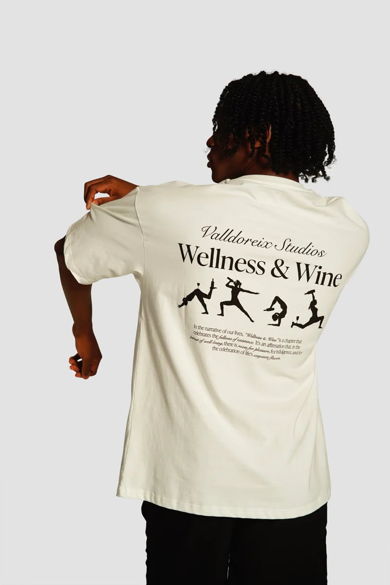T-SHIRT WELLNESS AND WINE OFF-WHITE
