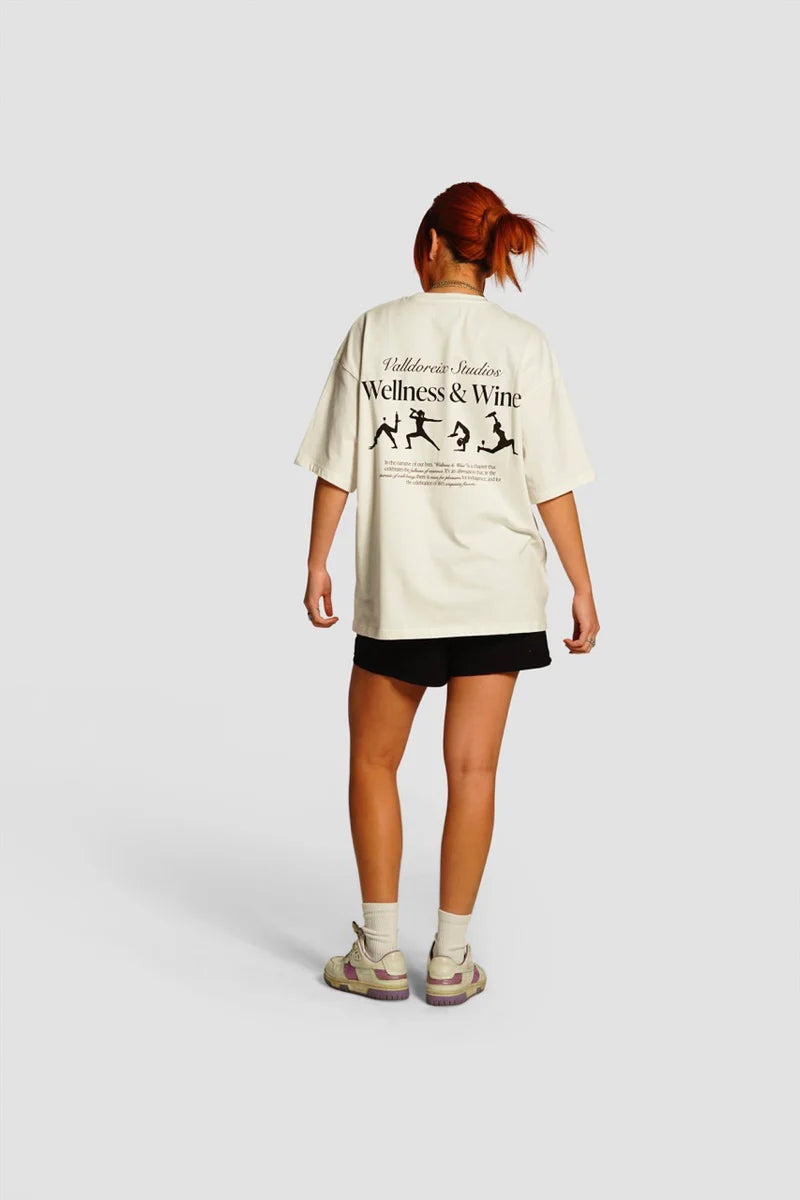 T-SHIRT WELLNESS AND WINE OFF-WHITE
