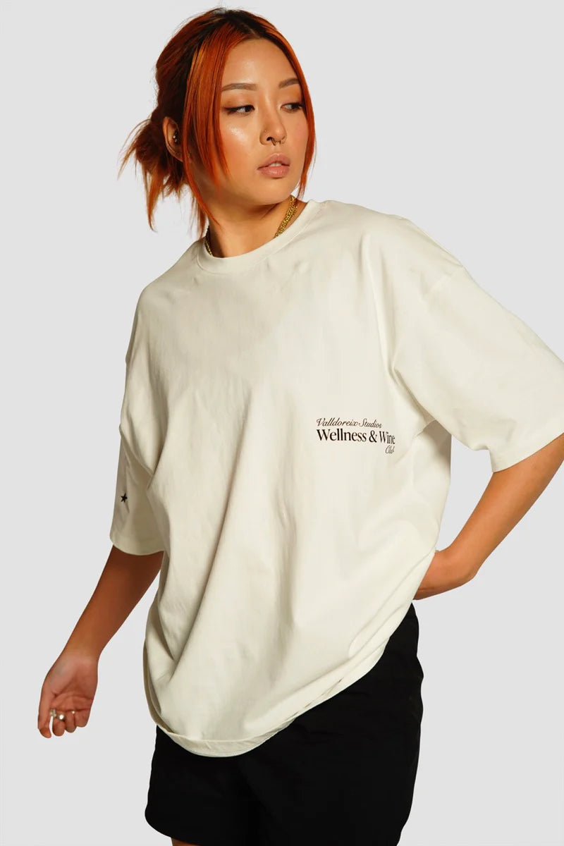 T-SHIRT WELLNESS AND WINE OFF-WHITE