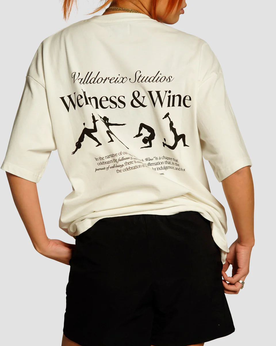 T-SHIRT WELLNESS AND WINE OFF-WHITE