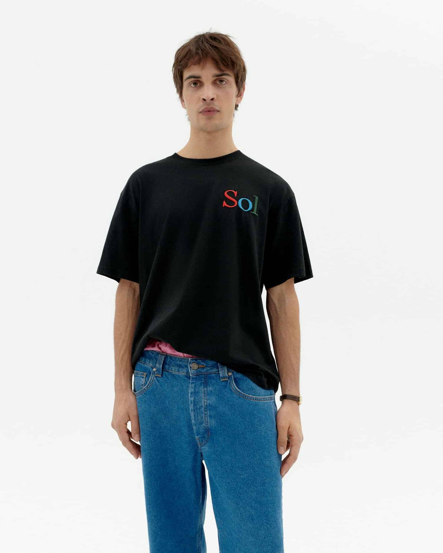 SOL TYPE BLACK AARON T-SHIRT - FRONT OF.