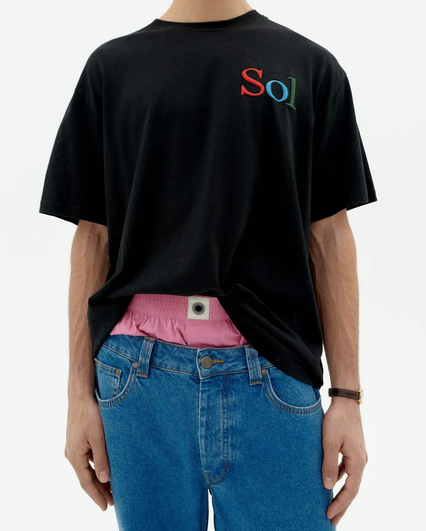 SOL TYPE BLACK AARON T-SHIRT - FRONT OF.
