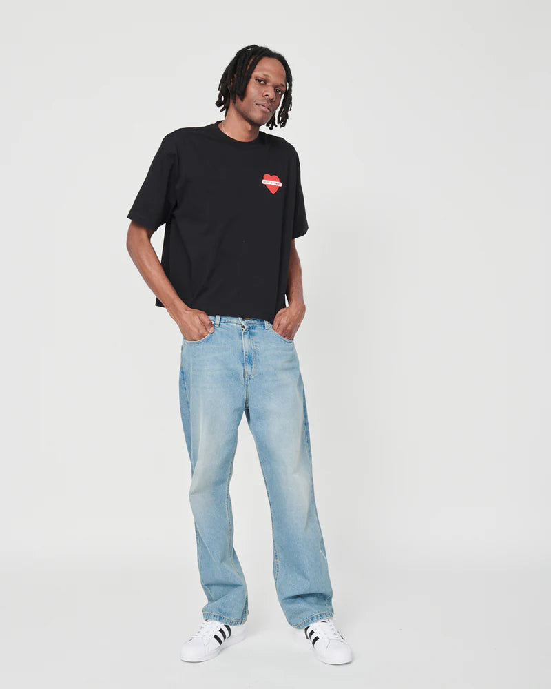 UNION LOVE WANF BLACK BOXY T-SHIRT - FRONT OF