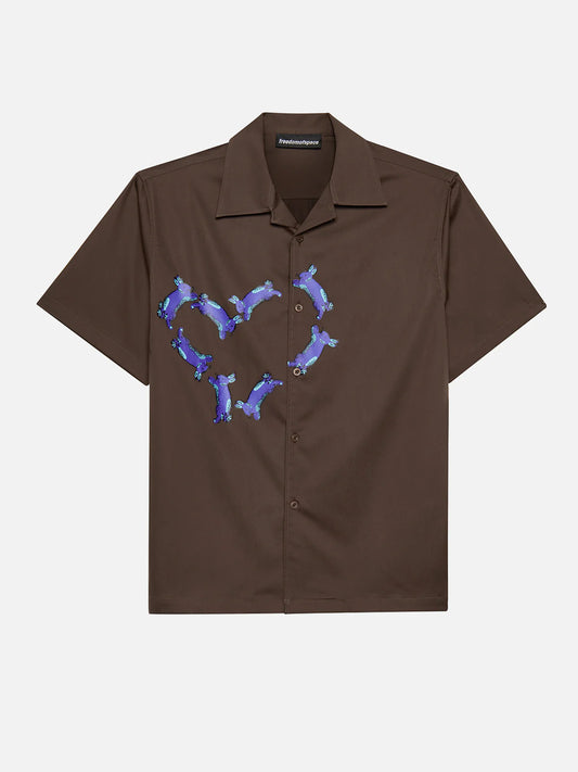 HEART BUNNY SHIRT BROWN - FRONT OF