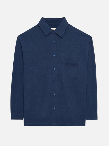 CAMISA ELIAS MANGA LARGA NAVY - FRONT OF.