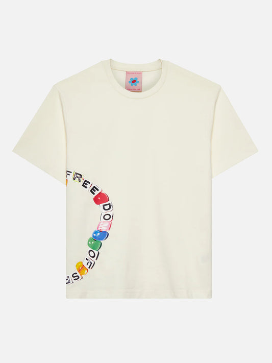 BEAD T-SHIRT OFF WHITE - FRONT OF