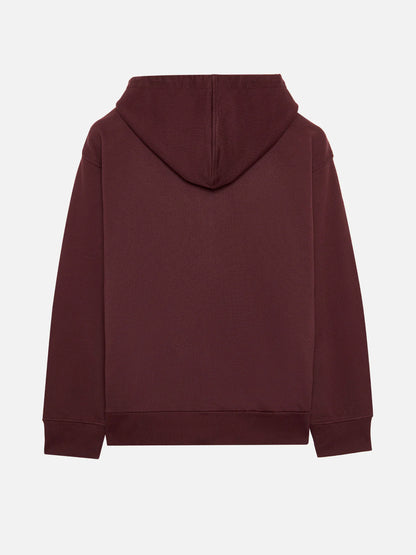 A SIMPLE FULL ZIP HOODIE BORDEAUX - FRONT OF