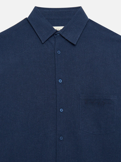 CAMISA ELIAS MANGA LARGA NAVY - FRONT OF.