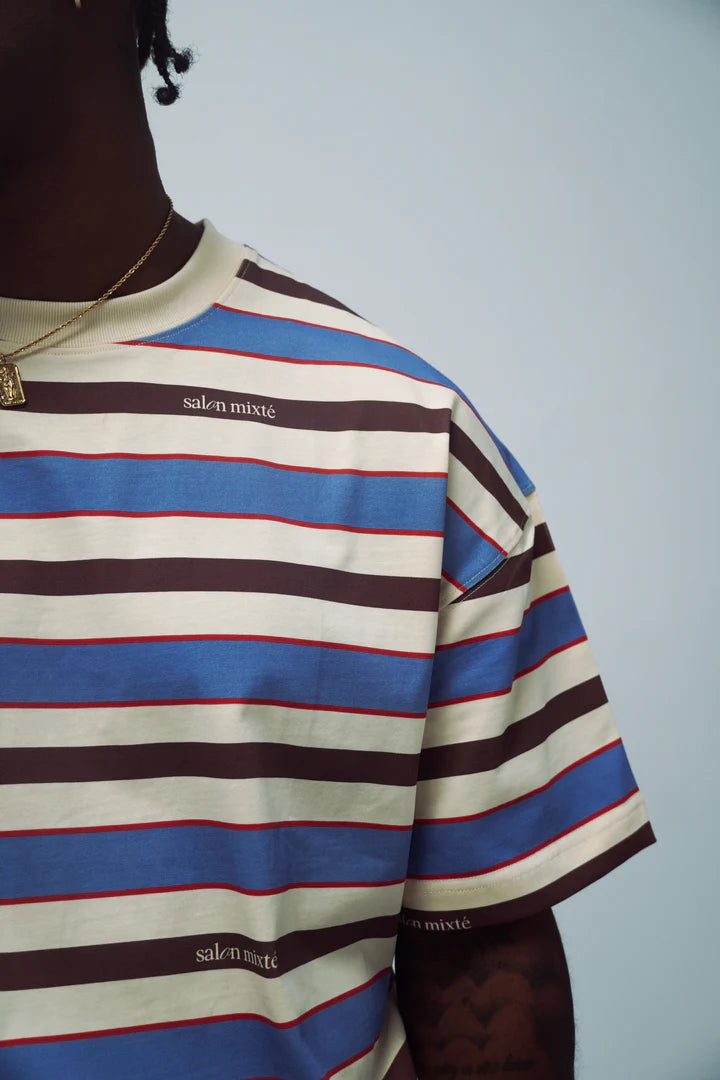 STRIPES BOXY FIT T-SHIRT SALON MIXTE - FRONT OF