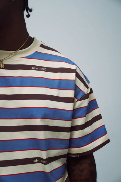 STRIPES BOXY FIT T-SHIRT SALON MIXTE - FRONT OF
