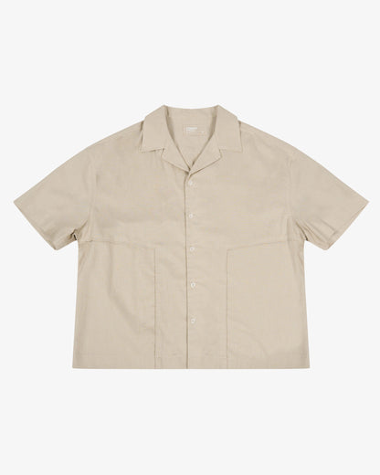 CAMISA LINEN ARCHITECTURAL CAMEL - FRONT OF