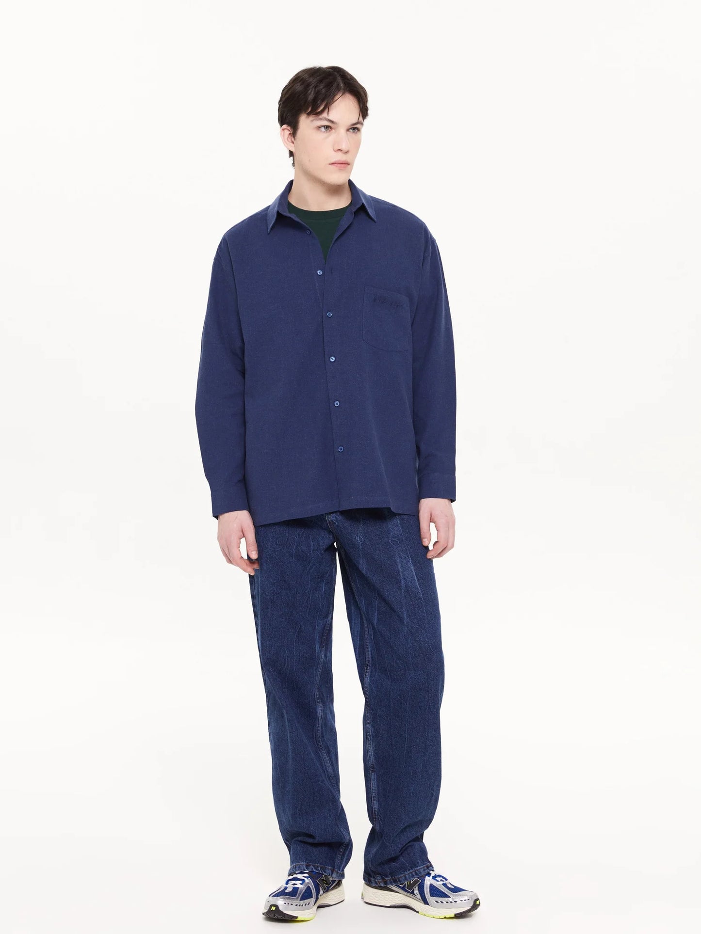 CAMISA ELIAS MANGA LARGA NAVY - FRONT OF.