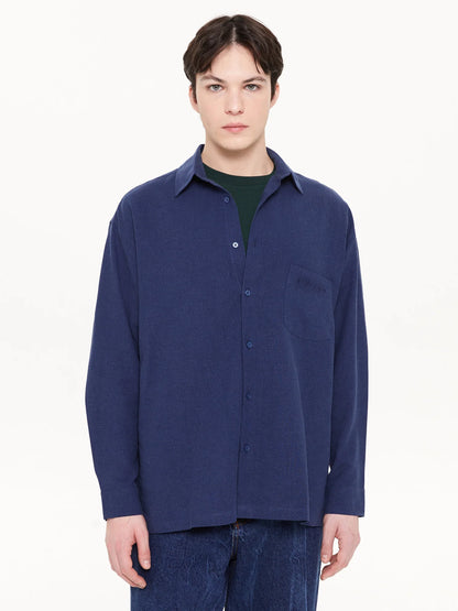 CAMISA ELIAS MANGA LARGA NAVY - FRONT OF.
