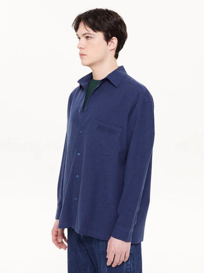 CAMISA ELIAS MANGA LARGA NAVY - FRONT OF.